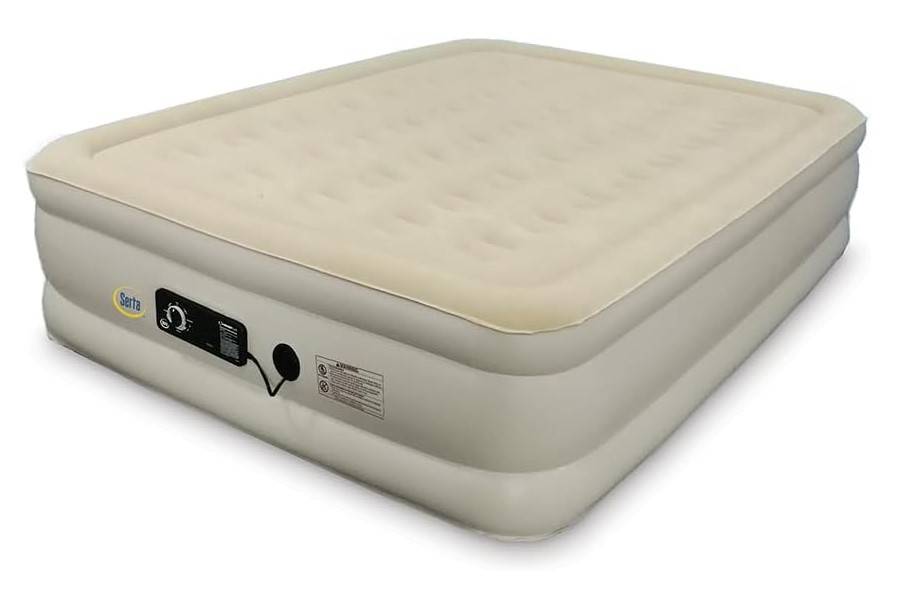 Serta Raised Air Mattress with Never Flat Pump | Luxury Inflatable Mattress with Built in Air Pump to Ensure a Good Night’s Rest | Heavy Duty Blow Up Mattress with Self Inflating Pump