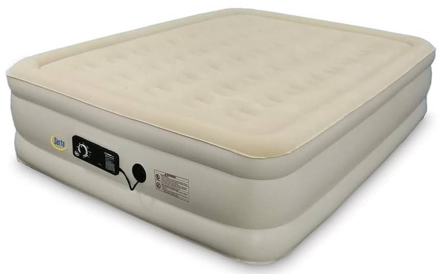 Serta Raised Air Mattress with Never Flat Pump | Luxury Inflatable Mattress with Built in Air Pump to Ensure a Good Night’s Rest | Heavy Duty Blow Up Mattress with Self Inflating Pump