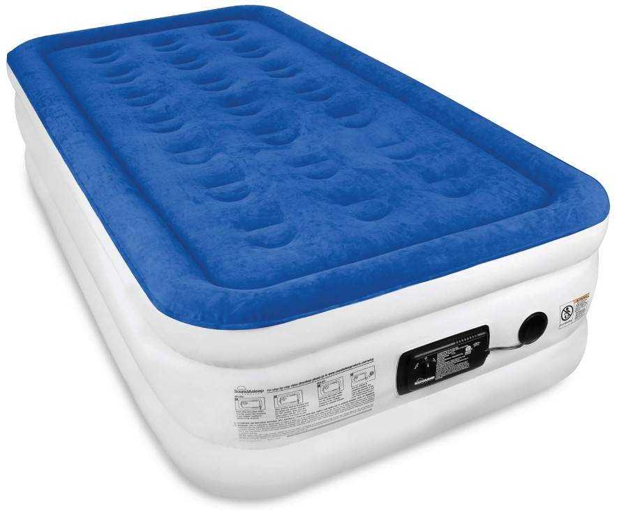 SoundAsleep Dream Series Luxury Air Mattress with ComfortCoil Technology & Built-in High Capacity Pump for Home & Camping- Double Height, Adjustable, Inflatable Blow Up, Portable - Twin Size