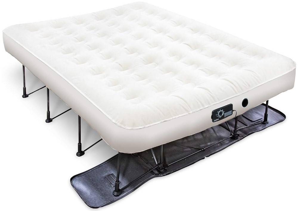 Ivation EZ-Bed (Queen) Air Mattress with Frame & Rolling Case, Self Inflatable, Blow Up Bed Auto Shut-Off, Comfortable Surface AirBed, Best for Guest, Travel, Vacation, Camping