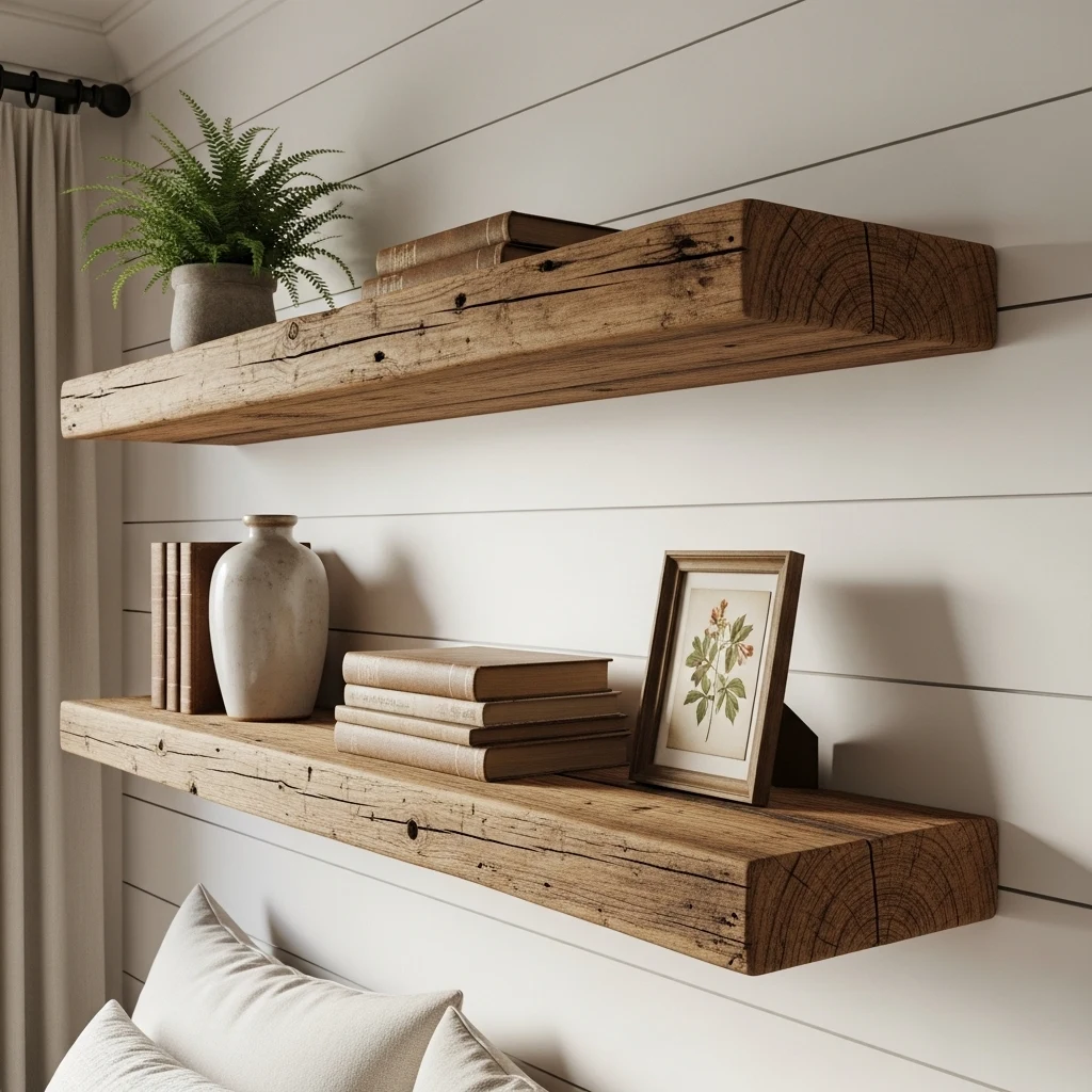 Install Rustic Floating Shelves