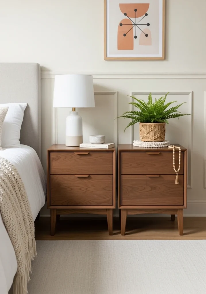 Mid Century Modern Nightstand Sets Across Different Bedroom Styles
