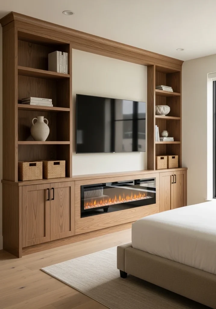 Electric Fireplace Built Into a Media Wall