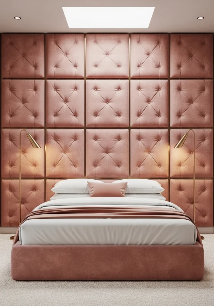 Popular Accent Wall Ideas Behind the Bed – Fabric and Upholstered Wall Panels