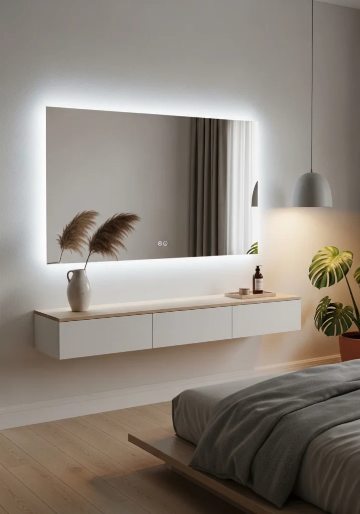 Backlit LED Mirrors for a Modern Bedroom
