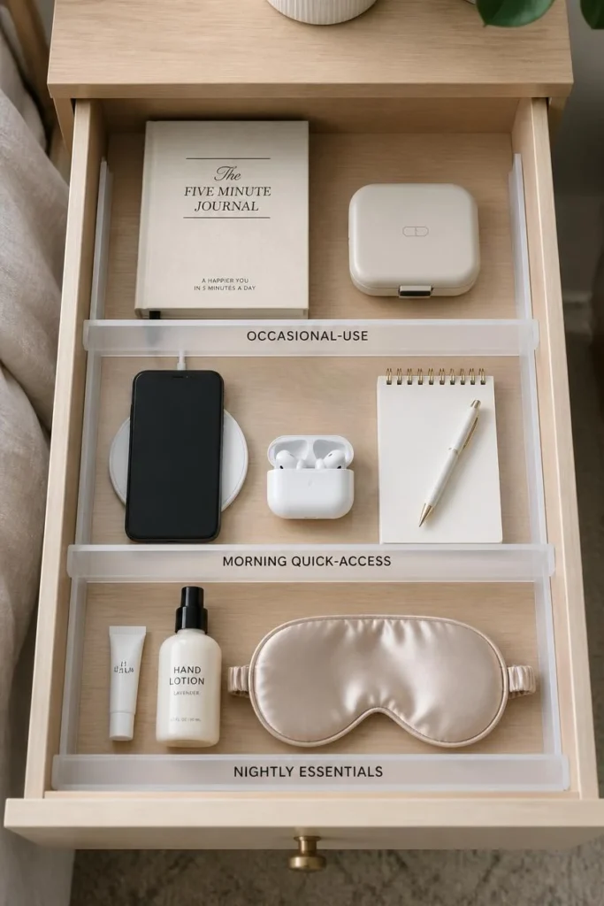 How to Organize Your Nightstand Drawer by Zones