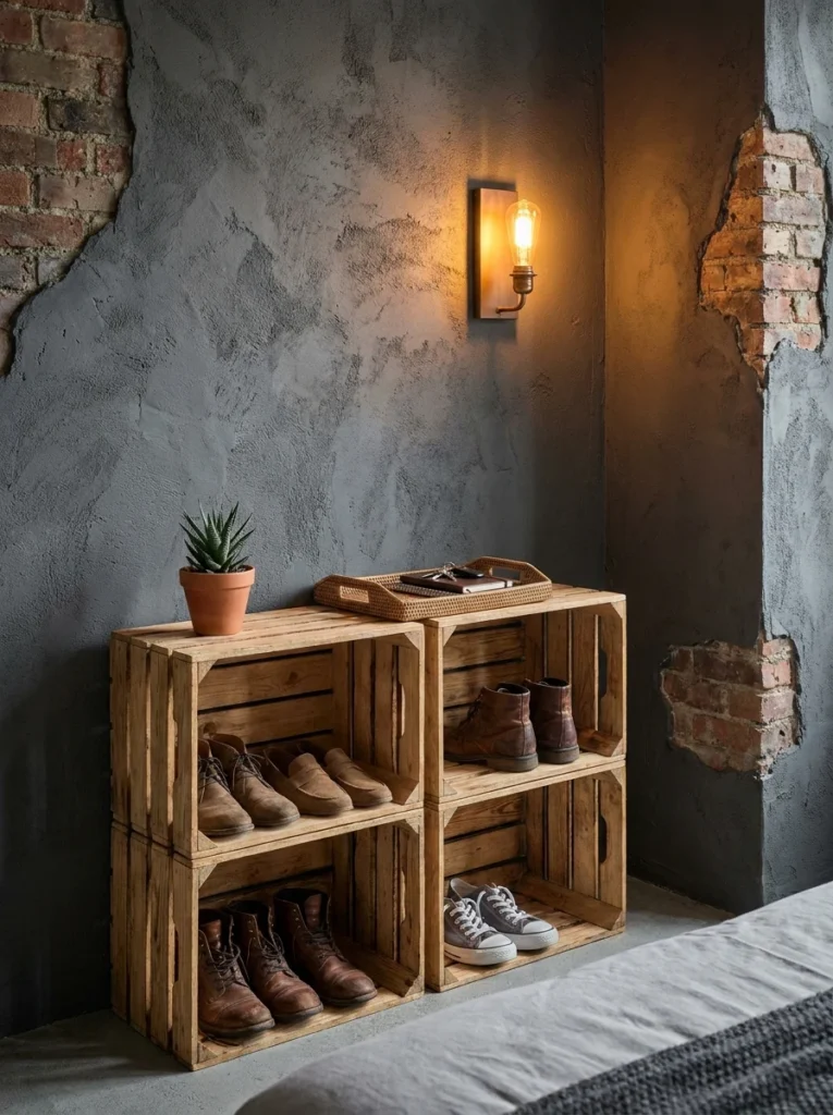 Repurposed Furniture as Shoe Storage