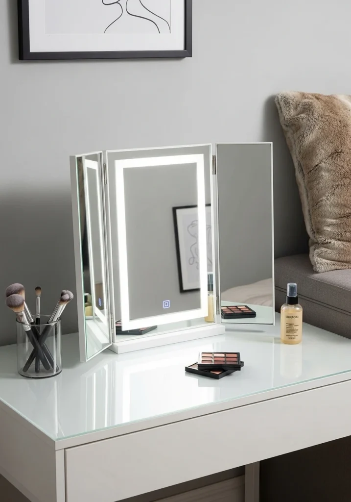 Tri-Fold and Multi-Panel Lighted Mirrors