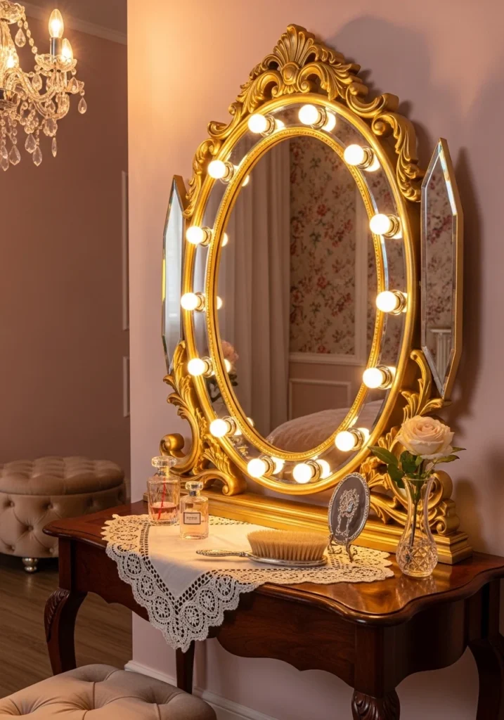 Vintage and Ornate Lighted Vanity Mirror Ideas